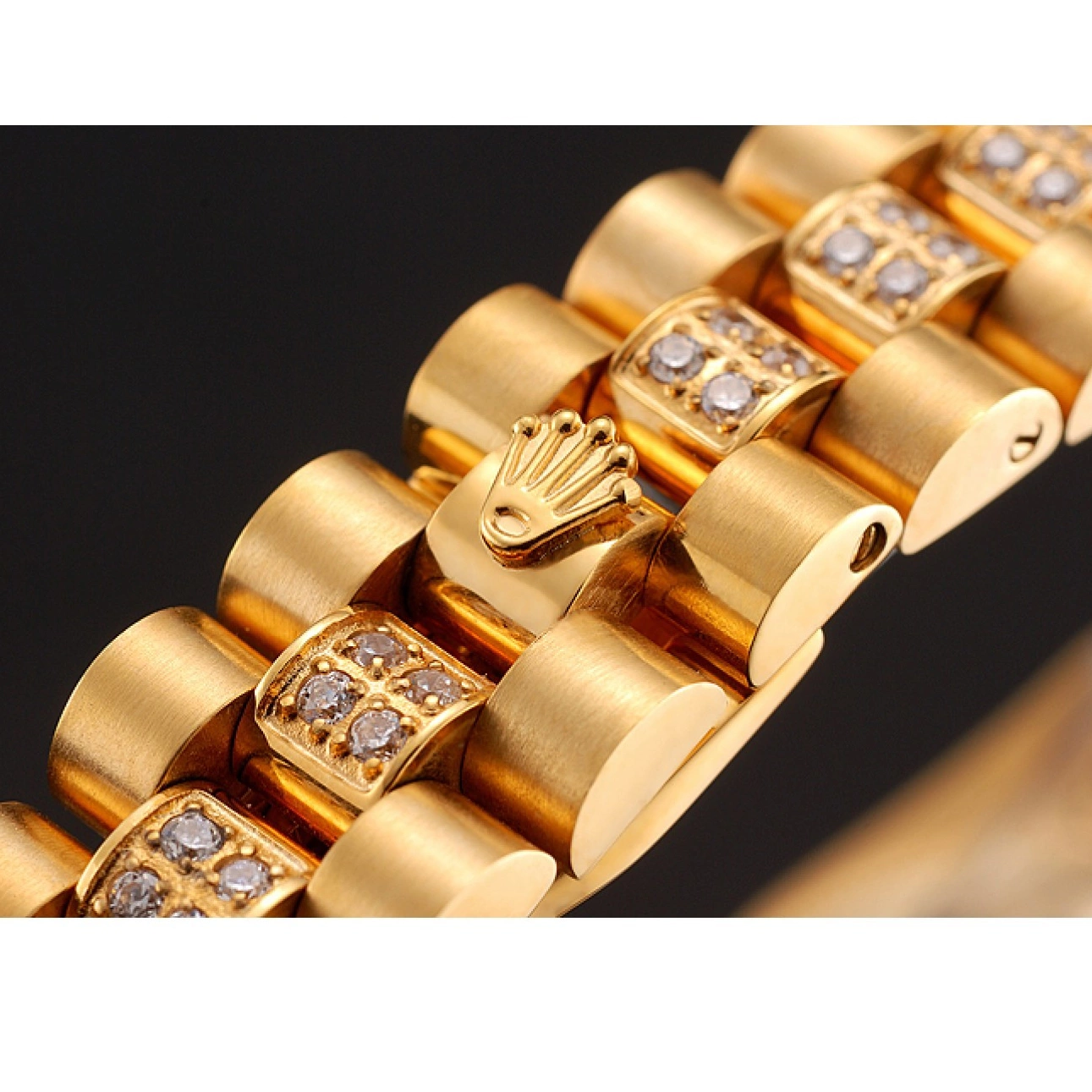 Rolex aaa copy Rolex 1453957 DayJust Swiss Bracelet Pave White Diamond Dial Gold Diamond 0721
